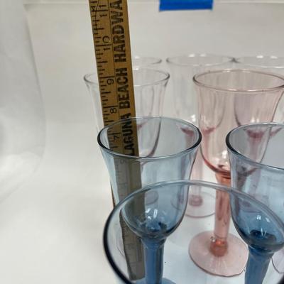 Lot of 10 Mixed Hand-blown Stemware Glasses