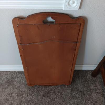 ANTIQUE CHEST OF DRAWERS AND A WALL MIRROR