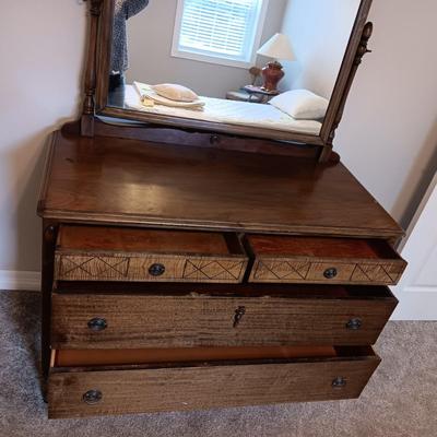 ANTIQUE DRESSER WITH MIRROR