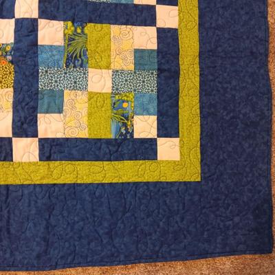 HANDMADE QUILT W/BLUES AND GREENS