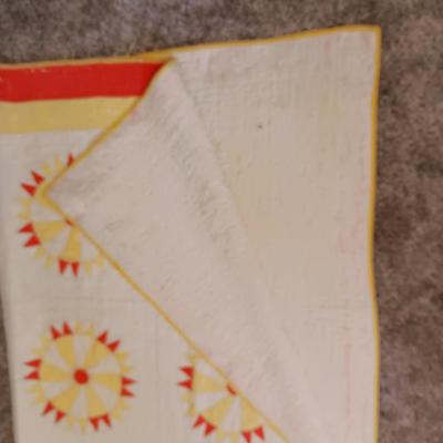 ANTIQUE HAND SEWN QUILT PLUS A COLORFUL WALL HANGING