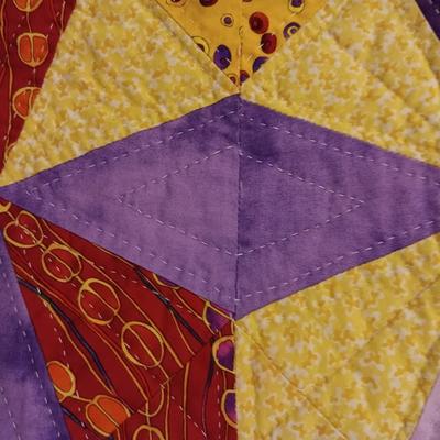 ANTIQUE HAND SEWN QUILT PLUS A COLORFUL WALL HANGING