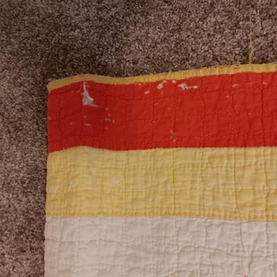 ANTIQUE HAND SEWN QUILT PLUS A COLORFUL WALL HANGING