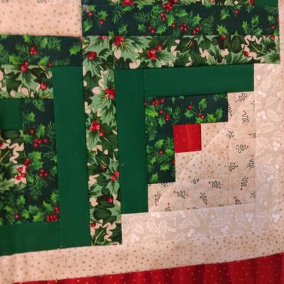 HANDMADE CHRISTMAS TREE THROW AND A QUILTED WREATH WALL HANGING