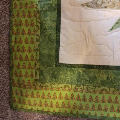 HANDMADE CHRISTMAS TREE THROW AND A QUILTED WREATH WALL HANGING