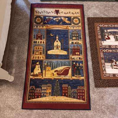 3 HANDMADE QUILTED WALL HANGINGS