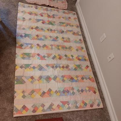 HANDMADE QUILT, PILLOW SHAM AND WALL HANGING