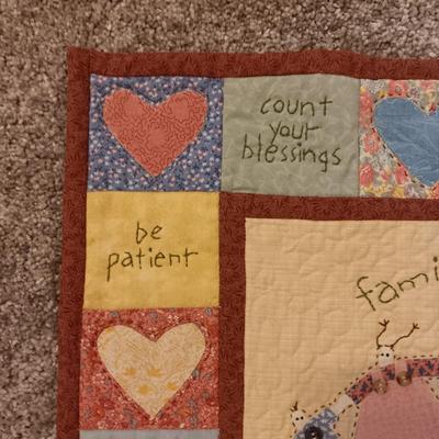 HANDMADE QUILT, PILLOW SHAM AND WALL HANGING
