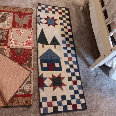 2 HANDMADE QUILTED THROW BLANKETS