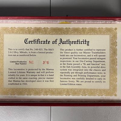 Mantua No. 348-025 B&O Mikado w/ Vandy Tender & Smoke