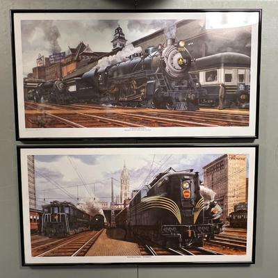 Set of Framed Train Pictures- Signed by Artist