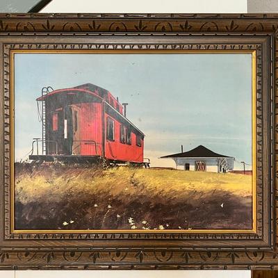 Framed Train Art- "Forgotten Times" Signed by Artist