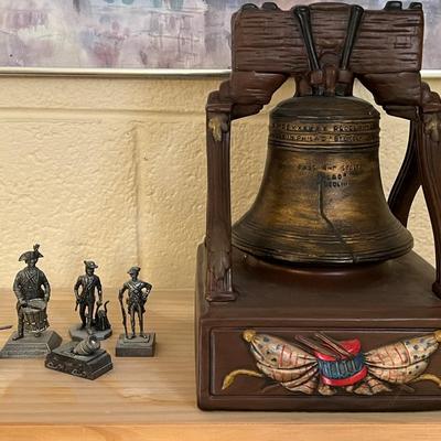 Liberty Bell w/ Revolutionary War Soldier Figurines Lot