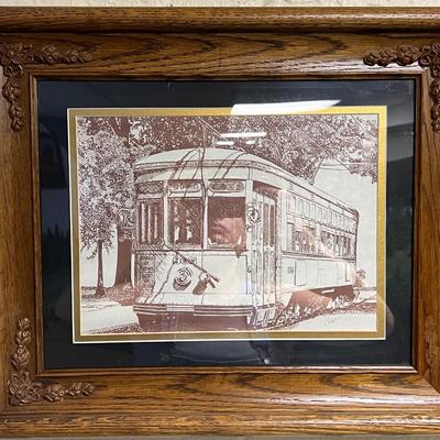 Vintage Streetcar Framed Art- Signed by Artist