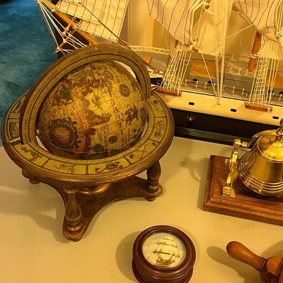 Large Model Ship w/ Nautical Décor Lot