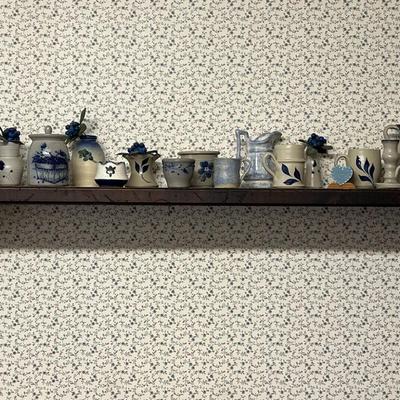 Salt Glazed Stoneware Potter Items w/ Shelf (48")