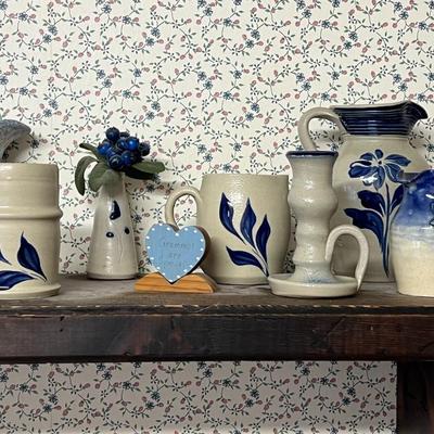 Salt Glazed Stoneware Potter Items w/ Shelf (48")