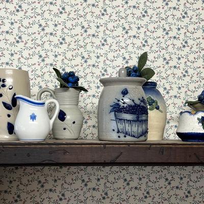 Salt Glazed Stoneware Potter Items w/ Shelf (48")