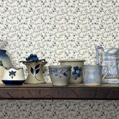 Salt Glazed Stoneware Potter Items w/ Shelf (48")