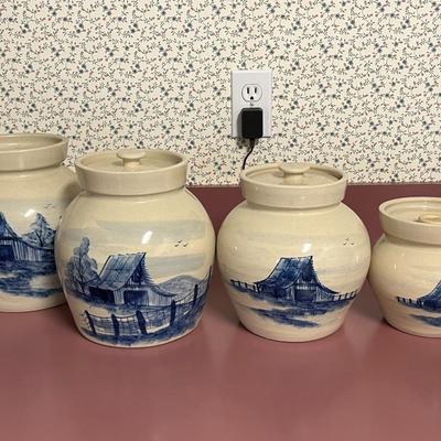 Set of 4 Stoneware Cannister Jars- Paul Storie Pottery