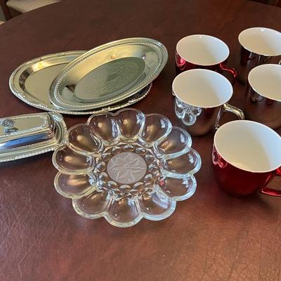 Metallic Red and Silver Java Mugs Lot
