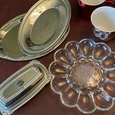 Metallic Red and Silver Java Mugs Lot