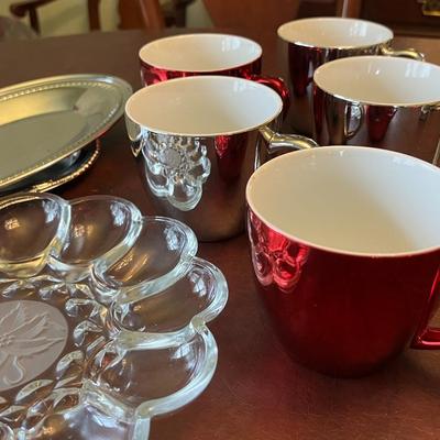 Metallic Red and Silver Java Mugs Lot