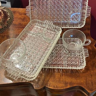 Vintage Glass Hors d'oeuvre Rectangle Plates
