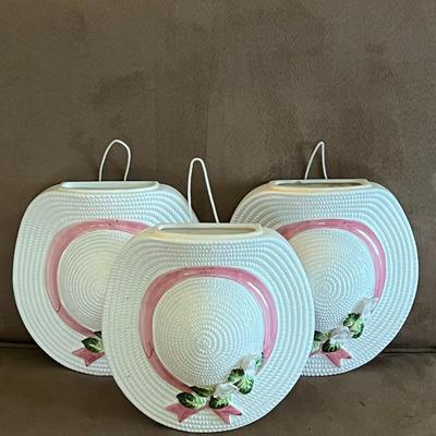 Ceramic Hats Flower Holders- Set of 3