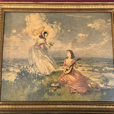 VINTAGE RARE LOUIS JAMBOR June Song Mandolin LITHOGRAPH WOOD - 25.75" x 25.5" Lot