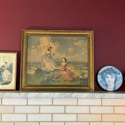 VINTAGE RARE LOUIS JAMBOR June Song Mandolin LITHOGRAPH WOOD - 25.75" x 25.5" Lot