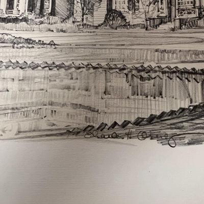 Framed Pencil Sketch of Monticello- Signed by Artist