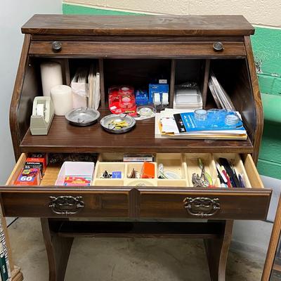 Small Roll Top Desk WITH Contents