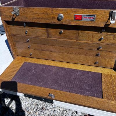 Vintage Craftsman Wood Machinists Tool Box