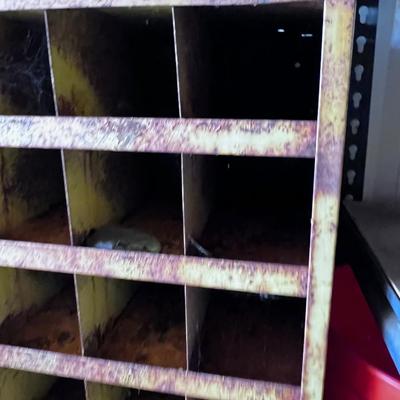 NIFTY: Yellow Vintage Metal Bin Cubby 
