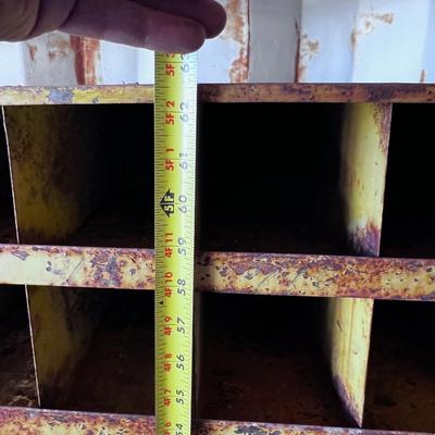 NIFTY: Yellow Vintage Metal Bin Cubby 