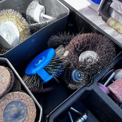 Wire Brushes and Sanding Pad for an Air Drill 