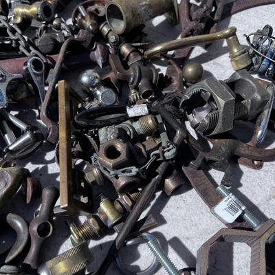 Large Bucket of Brass and antique items. 