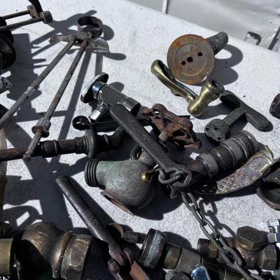 Large Bucket of Brass and antique items. 