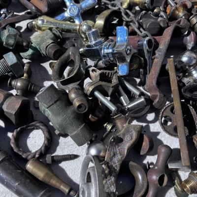 Large Bucket of Brass and antique items. 