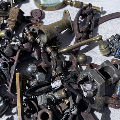 Large Bucket of Brass and antique items. 