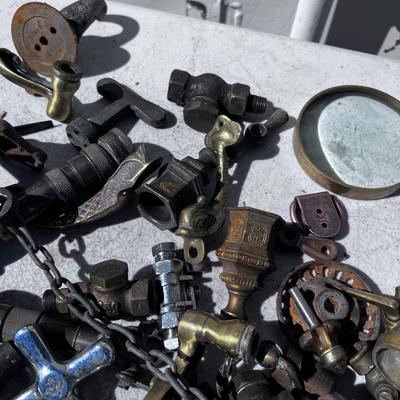 Large Bucket of Brass and antique items. 