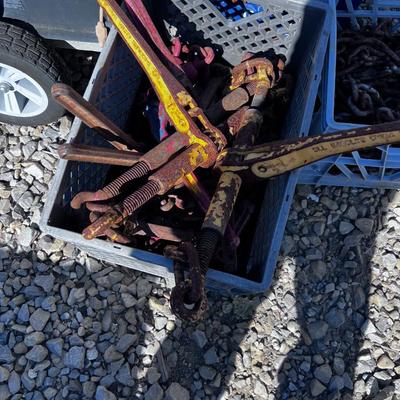 Sale Photo Thumbnail #348: 2 chain crates and 1 tie down. Used. Good usable condition. 