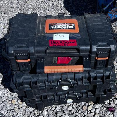 (3) Ridgid Pack Out Boxes Full of Nails & Bolts