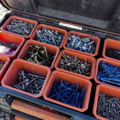 (3) Ridgid Pack Out Boxes Full of Nails & Bolts