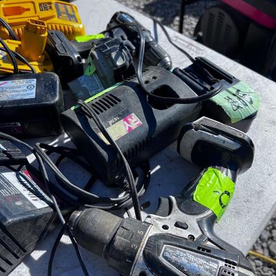 Large Lot of Cordless Chargers, Batteries and Drills-MIXED Variety. 