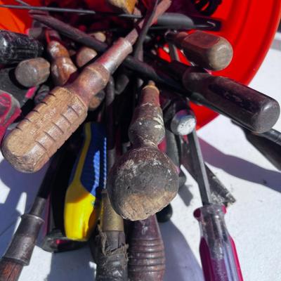 Bucket full of Screw Drivers 