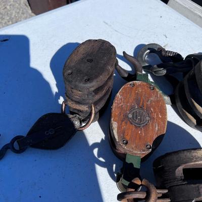 8 Antique Pulleys 