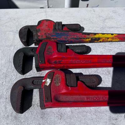 (3) 24" Pipe Wrenches, All Orange