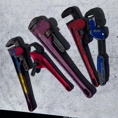 5 Pipe Wrenches, Various Brands
